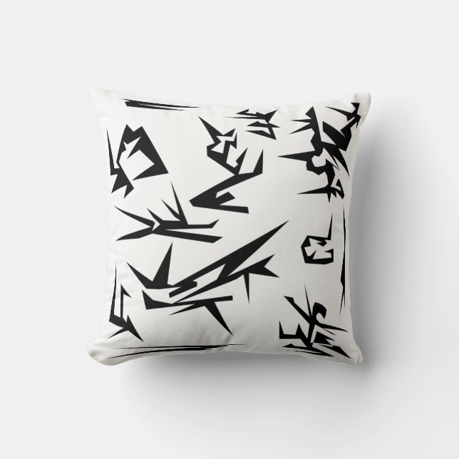 Black And White Abstract Art Cushion Pillow (Front)