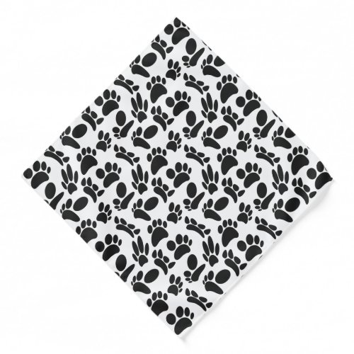 Black And White Abstract Art Dog Paw Print Bandana