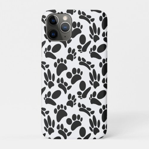 Black And White Abstract Art Dog Paw Print iPhone 11 Pro Case
