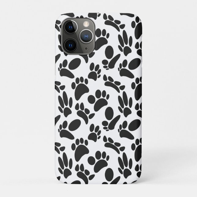 Black And White Abstract Art Dog Paw Print Case-Mate iPhone Case (Back)