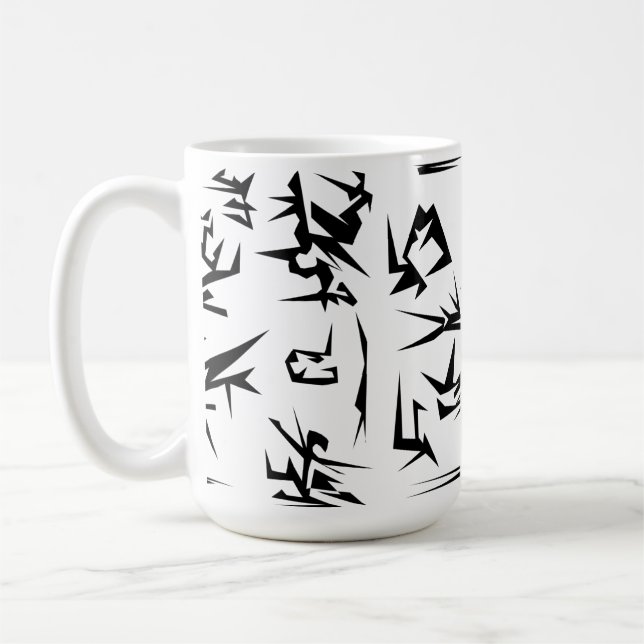 Black And White Abstract Art Funky Coffee Mug (Left)