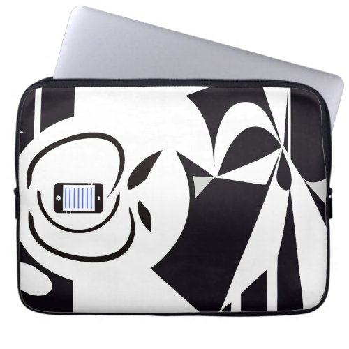 Black_and_White Abstract Art Laptop Sleeve