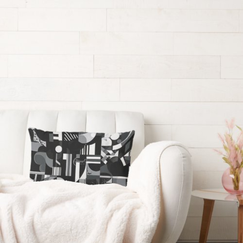 Black and White Abstract Art Lumbar Pillow 13x21