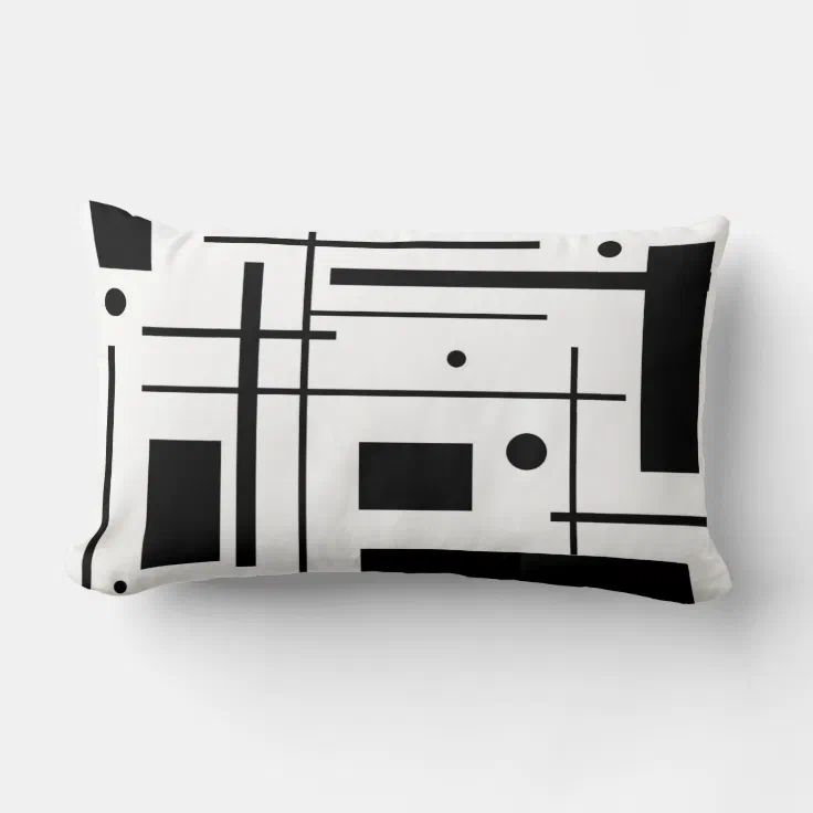 Black and White Abstract Art Lumbar Throw Pillow Zazzle