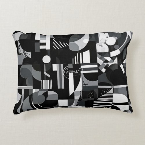 Black and White Abstract Art Polyester Accent Pill Accent Pillow