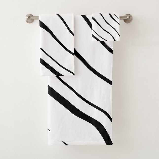 Black and White abstract Bath Towel Set (Insitu)