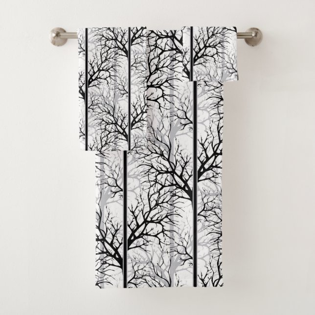 Black and white abstract bath towel set (Insitu)