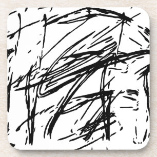 Black and white abstract beverage coaster