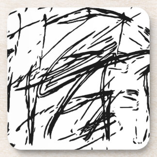 Black and white abstract beverage coaster