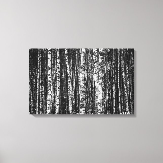 Black and White Abstract Birch Forest Canvas Print (Front)