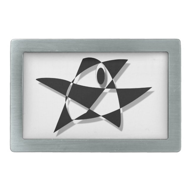 Black And White Abstract Bird Rectangular Belt Buckle (Front)