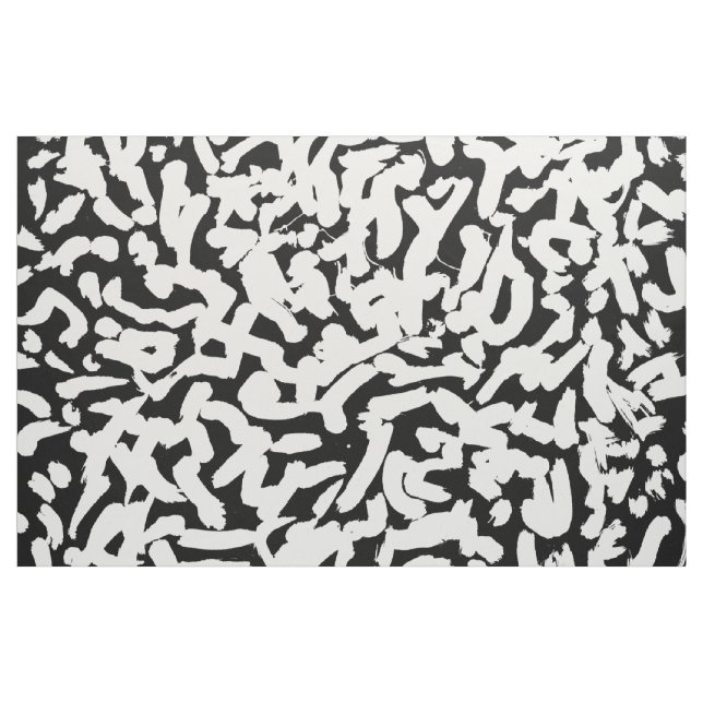 Black and White Abstract Brush Strokes Pattern Fabric (Yard)