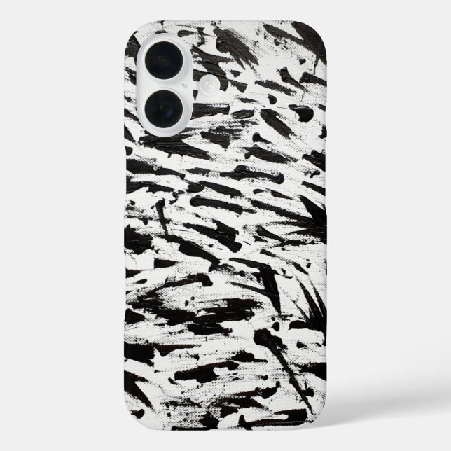 Black and White Abstract Brushstrokes Art Case-Mate iPhone Case (Back)
