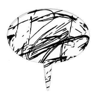 Black and white abstract cake topper