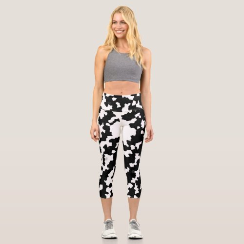 Black And White Abstract Camouflage Download And Capri Leggings
