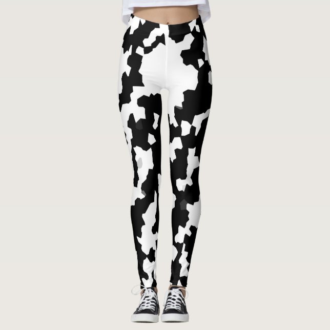 Black And White Abstract Camouflage Download And Leggings (Front)