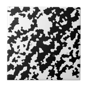 Black And White Abstract Camouflage Pattern Ceramic Tile