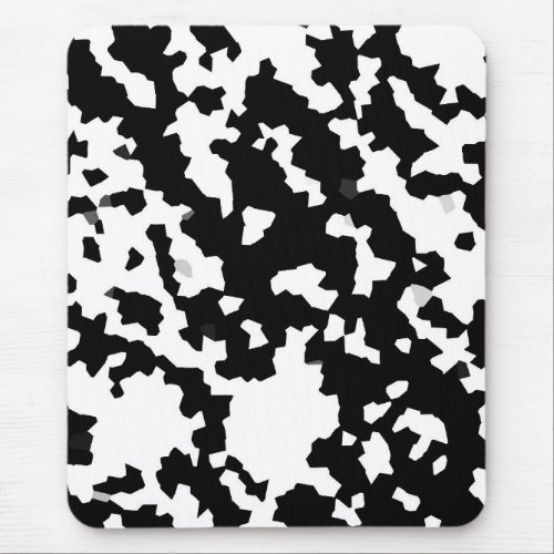 Black And White Abstract Camouflage Pattern Mouse Pad