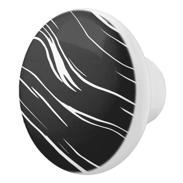 Black and White abstract Ceramic Knob (Right)