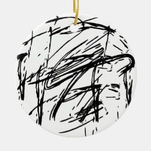 Black and white abstract ceramic ornament
