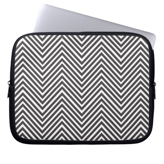 Black and White Abstract Chevron Laptop Sleeve