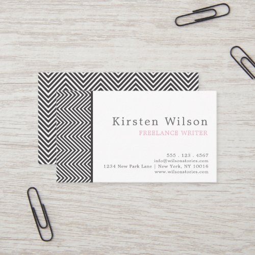 Black and White Abstract Chevron Pattern Business Card