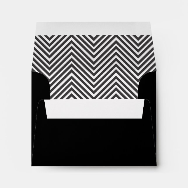 Black and White Abstract Chevron Pattern Envelope (Back (Bottom))