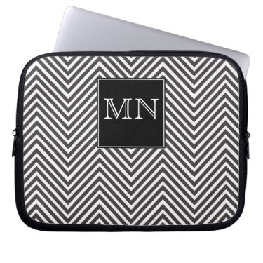 Black and White Abstract Chevron Pattern Monogram