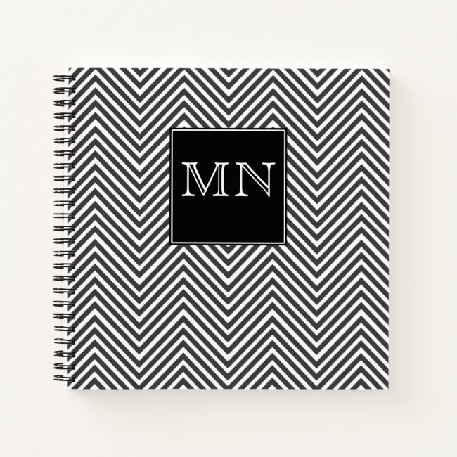 Black and White Abstract Chevron Pattern Monogram