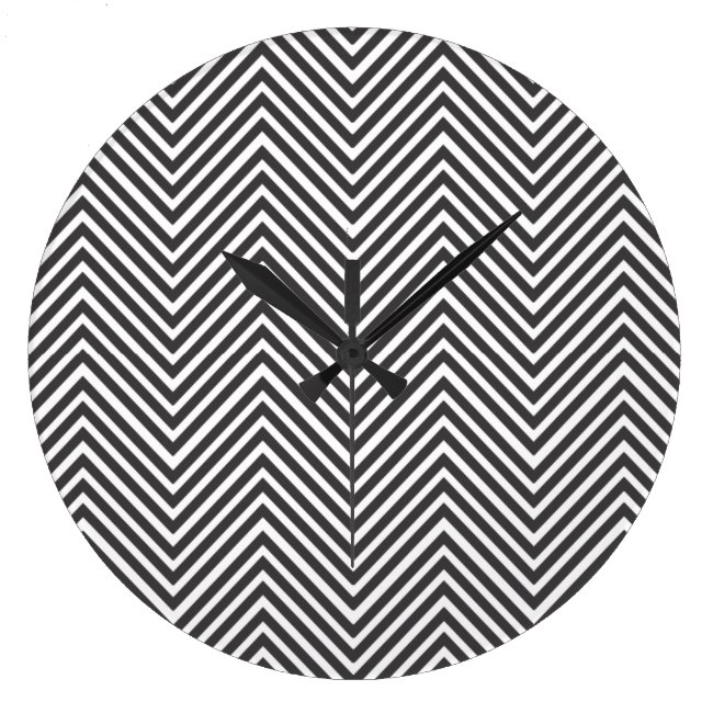 Black and White Abstract Chevron PatternClock