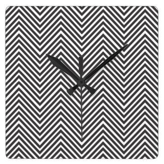 Black and White Abstract Chevron PatternClock Square Wall Clock