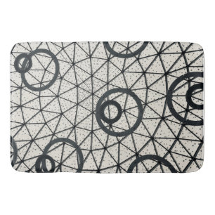 Black and White Abstract Circles Bath Mat
