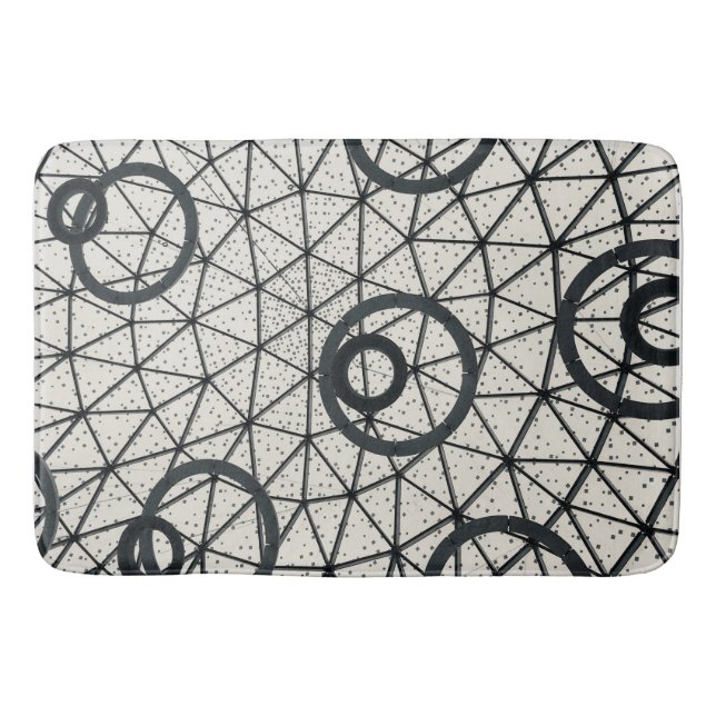 Black and White Abstract Circles Bath Mat (Front)