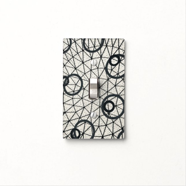Black and White Abstract Circles Light Switch Cover (In Situ)