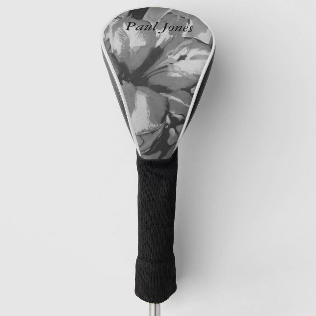 black and white abstract contempory   golf head cover (Front)
