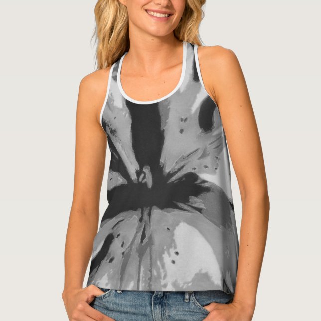 black and white abstract contempory tank top  (Front)