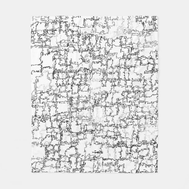 Black and White Abstract Curvy Shapes Fleece Blanket (Front)