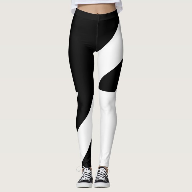 Black and White Abstract Design Leggings (Front)