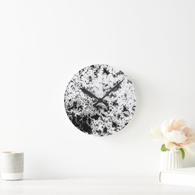 Black and White Abstract Dirt "Clouds" Formation Round Clock (Home)