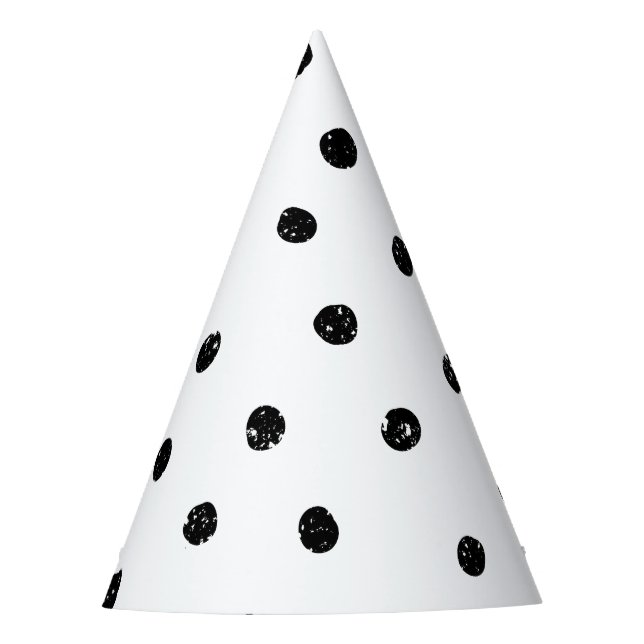 Black and White Abstract Dots Pattern Party Hat (Front)