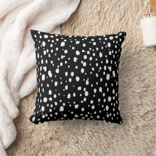 Black and White Abstract Dots Throw Pillow