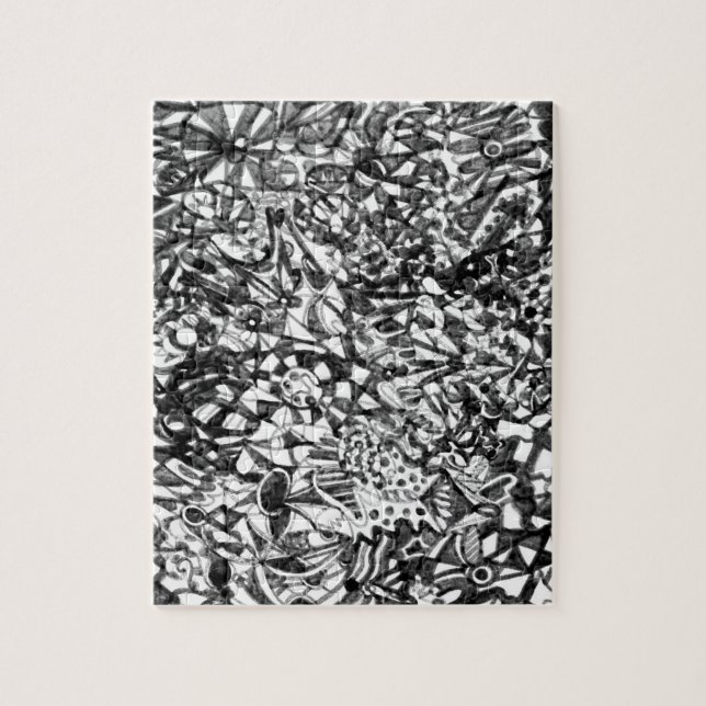Black And White Abstract Drawing Puzzle (Vertical)