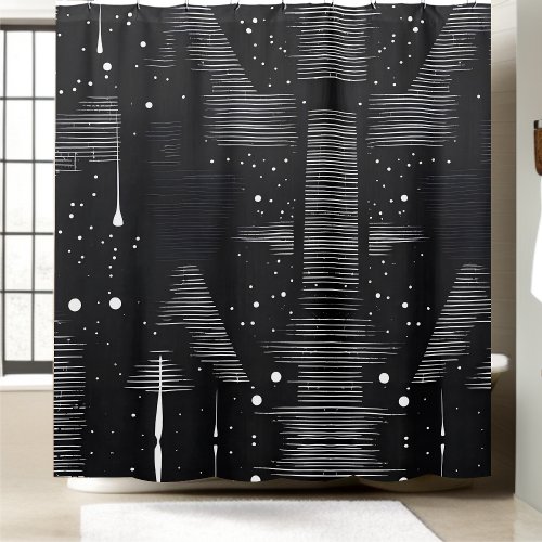 Black and White Abstract Drop Style 1  Shower Curtain