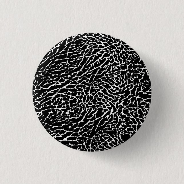 Black and White Abstract Elephant Print Button (Front)