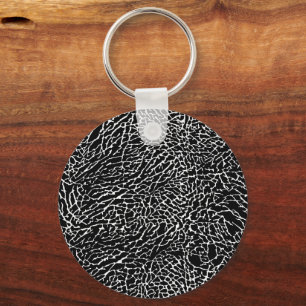 Black and White Abstract Elephant Print Keychain