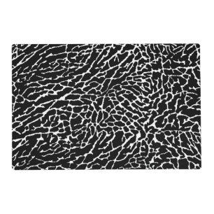 Black and White Abstract Elephant Print Placemat