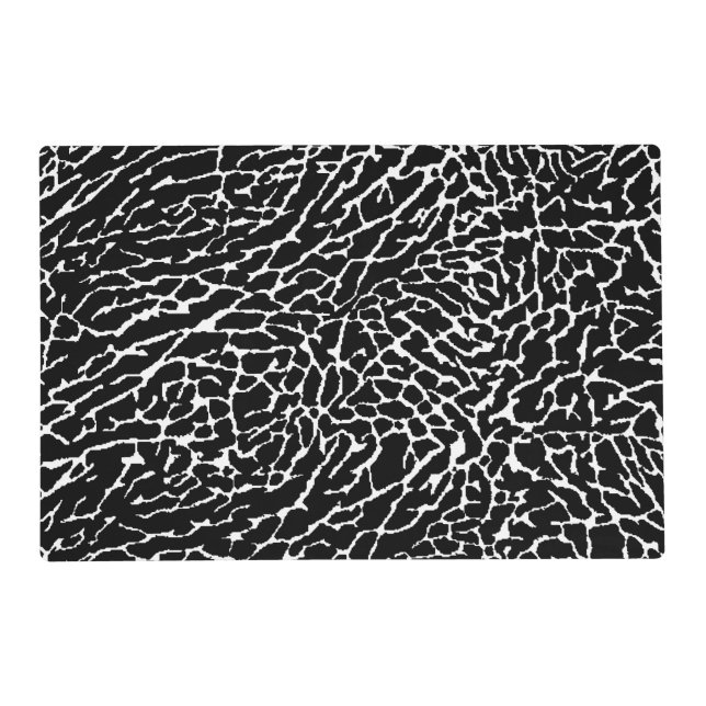Black and White Abstract Elephant Print Placemat (Front)