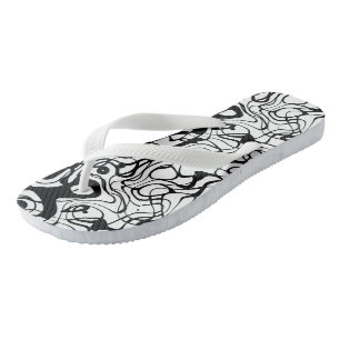 Black and White Abstract Flip Flops
