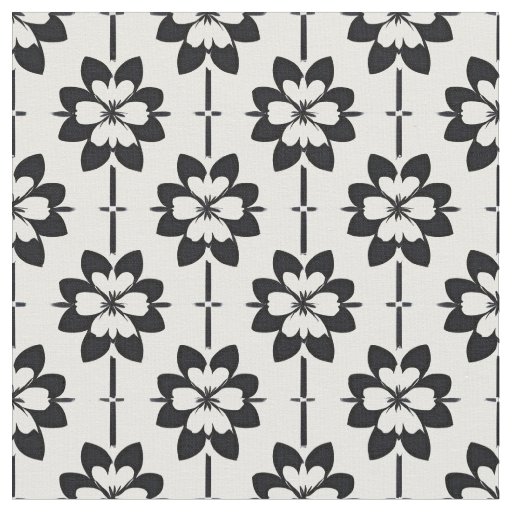 Black and White Abstract Floral Pattern Fabric
