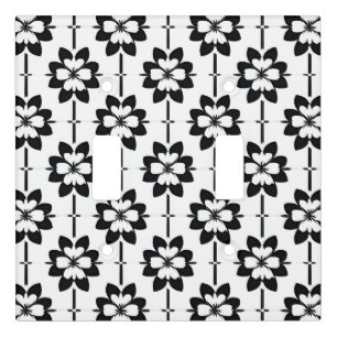 Black and White Abstract Floral Pattern Light Switch Cover
